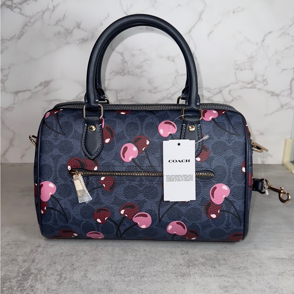 Coach Rowan Satchel Bag In Signature Canvas With Cherry Print CY692 - Picture 13 of 15